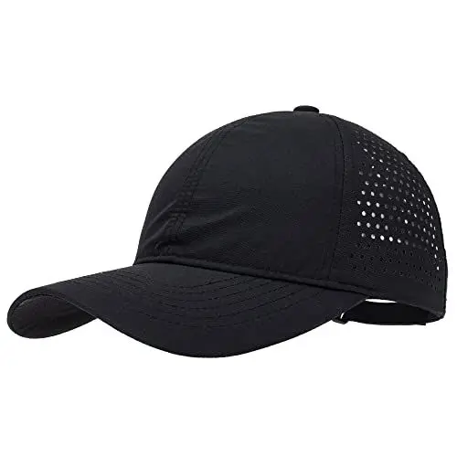 Produktbild: PivotWing Basecap Damen Herren Baseball Running Cap Laufmütze Schirmmütze Sonnenschutz Lauf Cap Cappy Männer Frauen Mesh Sport Hat for Running Golf Tennis Mützen Laufmützen, Schwarz