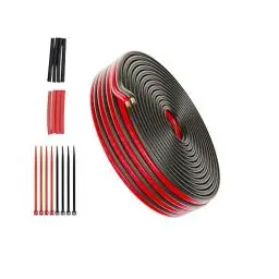 Produktbild: 7,62 Meter 2x0,3 mm² Lautsprecherkabel/OFC Boxenkabel 2 adrige PVC Litze Elektrischer Draht rot/schwarz for LED Streifen/Lampen/Audio Speaker Kabel/HiFi Cable/Heimwerker/Stereoanlage Meterware