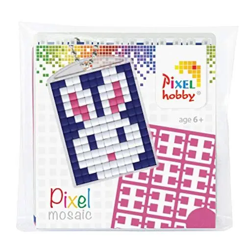 Produktbild: Pixel P23010 Mosaik Medaillon Hase, Schlüsselanhänger für Kinder zum Selbstgestalten, kinderleichtes Stecksystem, ohne Bügeln und Kleben, Steinchen aus Biokunststoff