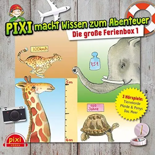Produktbild: Pixi Wissen: Pixi macht Wissen zum Abenteuer: Die große Ferienbox 1: Tierrekorde, Das Meer, Pferde und Ponys : 3 CDs