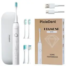 Produktbild: PixieDent Diamond Elektrische zahnbürste mit 4 Ersatzbürsten 5 Betriebsmodi Schallzahnbürste Reiseetui Ultraschall zahnbürsten mit Timer Drucksensor 84.000 Schallwellenbewegungen