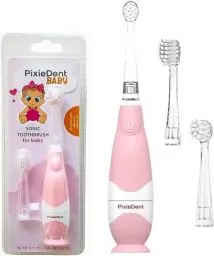 Produktbild: PixieDent Elektrische zahnbürste für Kinder Schallzahnbürste ultraschall mit 2 ersatzbürsten und 2 Modi Timer Zeitschaltuhr Sanfte Borsten LED Kinderzahnbürste von 0-3 Jahre (Rosa, Baby)