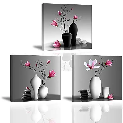 Produktbild: Piy Painting 3X Wandbild Leinwanddrucke Bilder Blumen Orchidee Wandbild Dekoration, Blumen Bilder auf Leinwand, Fotoleinwand und Kunstdrucke für Wohnzimmer Küche 30x30cm