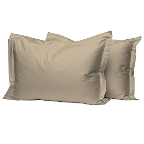 Produktbild: Pizuna 400 Fadenzahl Baumwolle Oxford Kissenbezug 50 X 75 Einfach Taupe, 2-teilig 100% langstapelige Baumwolle weiche Mako-Satin weben luxuriös Kissenbezug mit 5cm Rahmen und 20cm Klappe