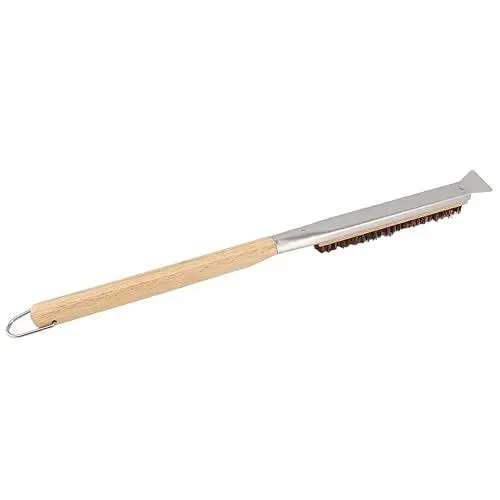Produktbild: Pizzaofenbürste, Langer Holzgriff, Hitzebeständiger Edelstahldraht, Abnehmbare Pizzastein-Reinigungswerkzeuge,