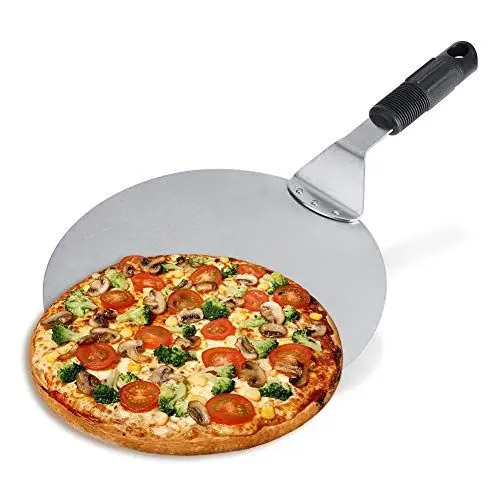 Produktbild: Pizzaspatel, Metall-Pizzaschieber, rundes Pizzaspatel aus Metall, Kuchenheber-Transfertablett mit Griff, Backschaufel, Back-Transfertablett