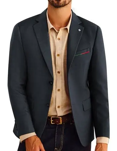 Produktbild: PJ PAUL JONES Sakko Herren Sportlich Blazer Anzugjacke 2 Knöpfe mit Gekerbtem Revers Regular Fit Blau Schwarz S