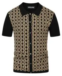 Produktbild: PJ PAUL JONES Herren Golf-Polohemd Vintage Kontrast Poloshirt Kurzarm Sommer Golfshirt (Kamel, XL)