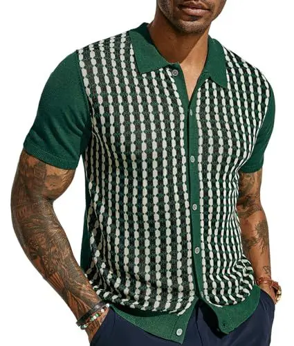 Produktbild: PJ PAUL JONES Herren Kurzarm Poloshirt Sommer Freizeit Golf-Polohemd Regular Fit für Männer (Dunkelgrün, 2XL)