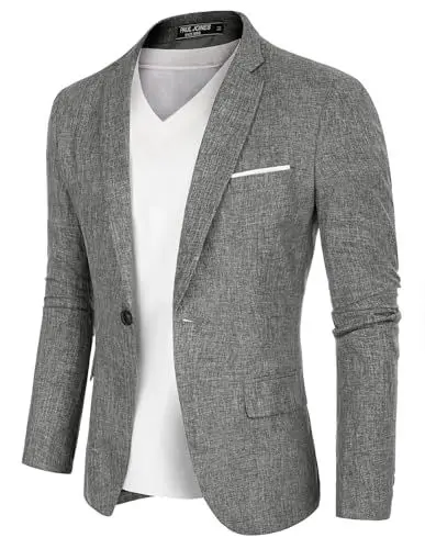 Produktbild: PJ PAUL JONES Herren Regular Fit Blazer Modern Freizeit Sakko Leichte Anzugjacke (Dunkelgrau, XL)