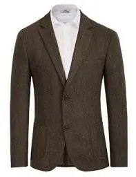 Produktbild: PJ PAUL JONES Herren Vintage Stilvolle Tweed British Blazer Slim Fit Einfarbig Blazer (Dunkelbraun, M)