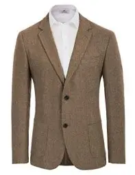 Produktbild: PJ PAUL JONES Herren Wolle Blazer Sportlich 2 Knöpfe Sakko Sportlich Regular Fit Jackett (Braun, L)
