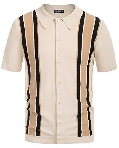 Produktbild: PJ PAUL JONES Poloshirt Herren Gestreift Regular Fit Sportliches Polohemd mit Knopfleiste für Sommer (Aprikose, 2XL)