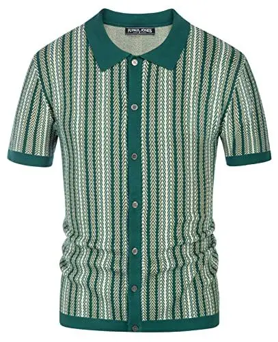 Produktbild: PJ PAUL JONES Herren Poloshirt Kurzarm Slim Fit Freizeit Golf Polo Shirts für Sports (Grün, XL)