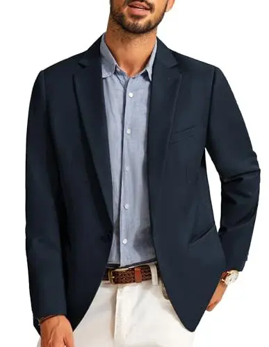 Produktbild: PJ PAUL JONES Herren Sakko Woll Anzugjacke Blazer Regular Fit Modern Sportlich Freizeit 1 Knöpfe XXL Navy blau