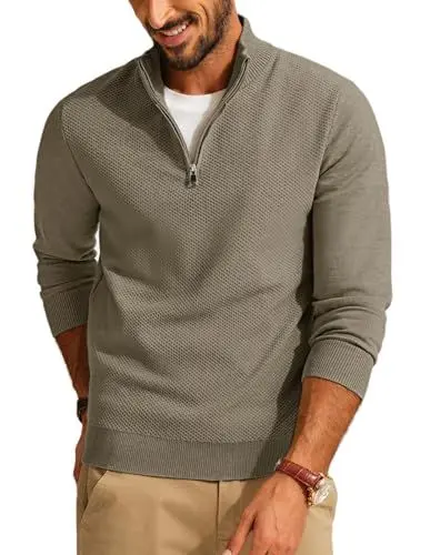 Produktbild: PJ PAUL JONES Strickpullover für Herren Troyer Pullover Regular Fit Winterpullover für Freizeit (Braun, XL)