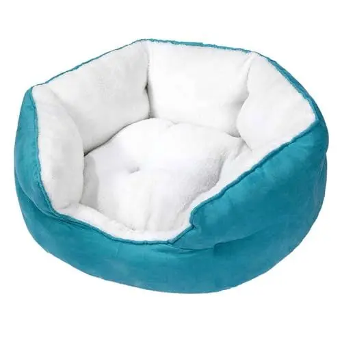 Produktbild: PJDDP Hundebett, Katzenbett Flauschig, Hundebett Waschbar, Katzenbett Mit Rutschfestem Boden Und Doppelseitiges Hundekissen Für Katzen Und Kleiner Hund,Blau,S