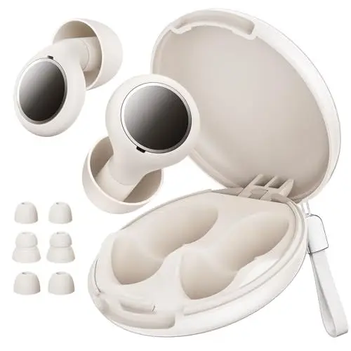 Produktbild: PKBD Noise-Cancelling Silikon-Ohrstöpsel | Hi-Fi Gehörschutz 18dB/33dB einstellbar für Konzerte, Schlaf, Arbeit & Reisen | 3 Größen (S-L), wiederverwendbar + Etui | Weiß