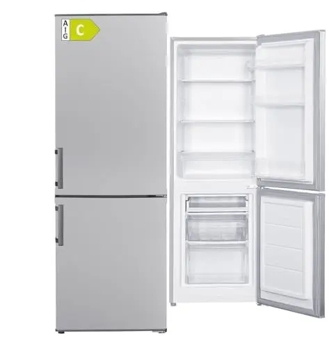 Produktbild: PKM Kühl-Gefrierkombination 173 L EEK C Kühlschrank freistehend 2 Gefrierschubladen und 1 offene Tablettschublade (Silber)