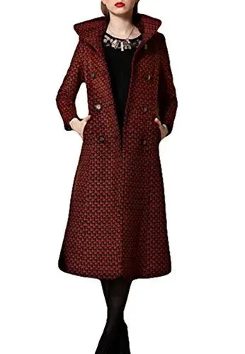 Produktbild: PLAER Herbst und Winter Frauen Kaschmir Mantel Lange Trench Mantel wollen Mantel (EU 42, Kastanienbraun Rot)