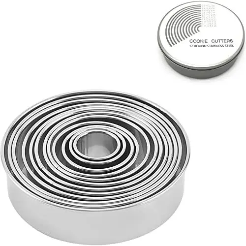 Produktbild: Plätzchen Ausstecher Rund,Ausstechformen Rund,Donut Ausstecher,Keksausstecher,Cookie Cutter,Edelstahl,12 Stück