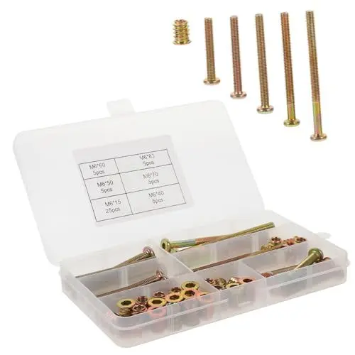 Produktbild: PLAFOPE Schrauben-bolzen-sortiment 5 Größen Möbelbeschläge-set Gewindeeinsätze Für Holz Und Metall