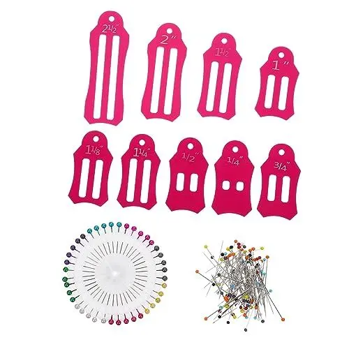 Produktbild: PLAFOPE Feines Ortungsstift-Set Zum Nähen Schrägbandformer Gelee-fixierstift-Set Faltbares Lineal Stecknadel-Werkzeug Für Das Basteln Von Kleidung