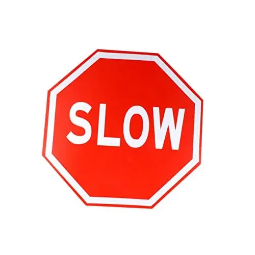Produktbild: PLAFOPE Straßenschild Aus Aluminium Mit Der Aufschrift „langsamer Verkehr“ – 30 Cm X 30 Cm – Sicherheitswarnung – Ideal Als Wanddekoration Für Cafés Bars Und Restaurants