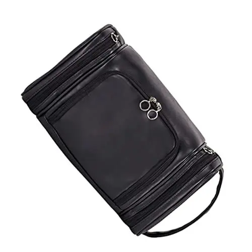 Produktbild: PLAFOPE 1 x Kulturbeutel ausklappbar Reise-Kulturtasche tragbare Make-up-Tasche Separate Trocken-/Nassbereiche für Männer und Frauen Schwarz