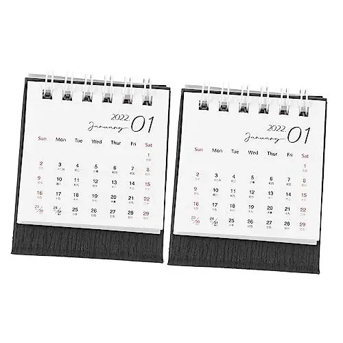 Produktbild: PLAFOPE 2St Einfacher Mini-Tischkalender tragbarer Stehpult Staffelei-Flip-Kalender Schreibtisch Ornamente büro kalender tischkalender basteln Desktop-Kalender Wohndekoration Papier Black