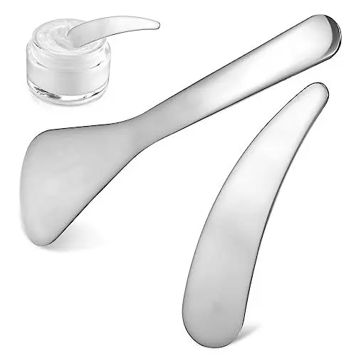 Produktbild: PLAFOPE 2 Stücke Hautpflege Spatel Wiederverwendbare Beauty Spateln für Gesicht Cremespatel für Lotionen Feuchtigkeitscremes und Masken Ideal für Die Anwendung von Enthaarungscreme und Pickel Patches