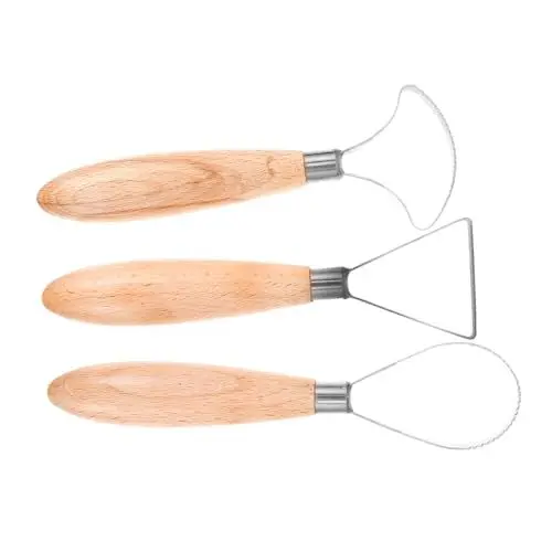 Produktbild: PLAFOPE 3St Spachtel aus Keramik Töpfergarnierwerkzeuge Werkzeuge Ton Gipskunstwerkzeuge scheuerlappen spatel raclette Modellierwerkzeug aus Keramik Werkzeug zum Formen von Wachs hölzern