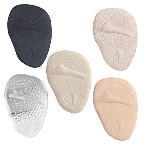 Produktbild: PLAFOPE 5paare Vorfußpolster Mittelfußpolster Fußkissen Halbsohlen Schuhfüller Dünn Klebrig Gelmaterial Absorption Foot Impact Reducer Comfortable Walking Non-slip