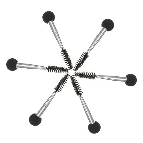Produktbild: PLAFOPE Make-up-schwamm-set 6-teilig Augenbrauen-wimpern-mascara-pinsel- Doppel-make-up-schwamm Für Frauen Foundation-make-up-pinsel Schwarz-silber-tube Valentinstagsgeschenk