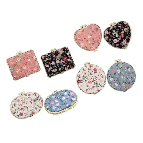 Produktbild: PLAFOPE 8-teiliger Taschenspiegel Mit Blumendruck Kompakter Spiegel Für Damen Dekorativer Reise-mini-klapp-Make-up-Spiegel Tragbarer Handspiegel Kleiner Reisespiegel Zum Geburtstag