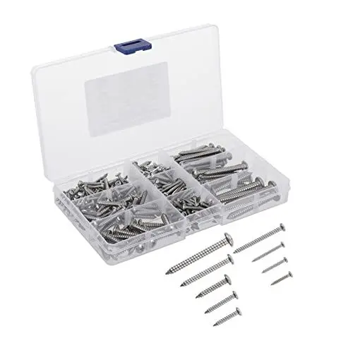 Produktbild: PLAFOPE Anzug 235 Stück Selbstschneidender Schraubensatz Selbstschneidende Flachkopf-blechschrauben-kit Selbstschneidende Kreuzschraube Edelstahl 304 Verpackt Aufbewahrungskiste M5