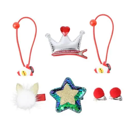 Produktbild: PLAFOPE Weihnachtsschmuck-Set für Kinder Cartoon-Pferdeschwanz-Halter Kinderanzug Kinder Weihnachtsschmuck Set -teiliges Weihnachtskopfschmuck Set haarschmuck Haarspangen Haarpflegezubehör