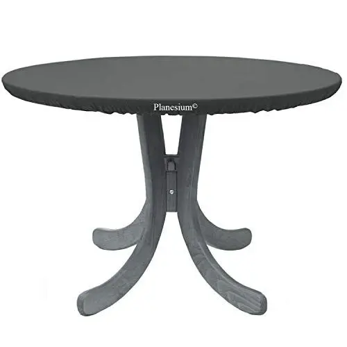 Produktbild: Planesium Premium Abdeckplane Gartentisch rund Abdeckhaube runder Tisch Abdeckung Schutzhülle Garnitur Gartenmöbelset Reißfest Atmungsaktiv Wasserdicht Ø 150cm x 30cm Anthrazit