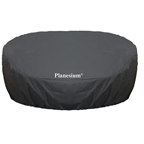 Produktbild: Planesium Premium Abdeckplane Sonneninsel Schutzhülle RUND Abdeckhaube Liegeinsel Hülle Lounge Abdeckung Atmungsaktiv Wasserdicht Polyrattan 575g/lfm (230cm Breite x 85cm Höhe, Anthrazit)