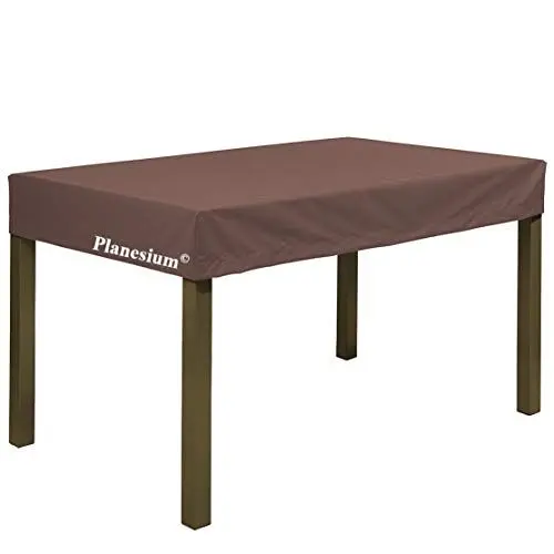 Produktbild: Planesium Premium Gartentisch Schutzhülle Gartenmöbel Abdeckung Hülle Haube Abdeckplane Garnitur wasserdicht atmungsaktiv 575g /lfm (Kaffee Latte Breite 150cm x Tiefe 90cm x Höhe 15cm)