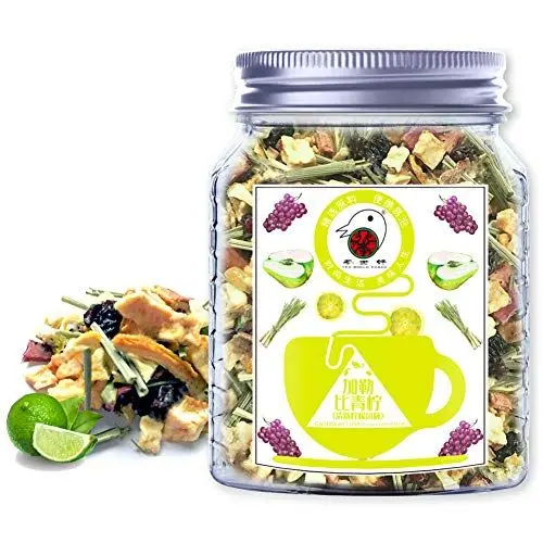 Produktbild: Plant Gift Caribbean Lime (Äpfel, Trauben, Zitronengras, Zitronenschale) frische Zitronenaroma lockeres Blatt, Masse, Nicht GVO, gemischtes Fruchtgeschmack, heiße & Eured Teebeutel 70g / 2.5oz