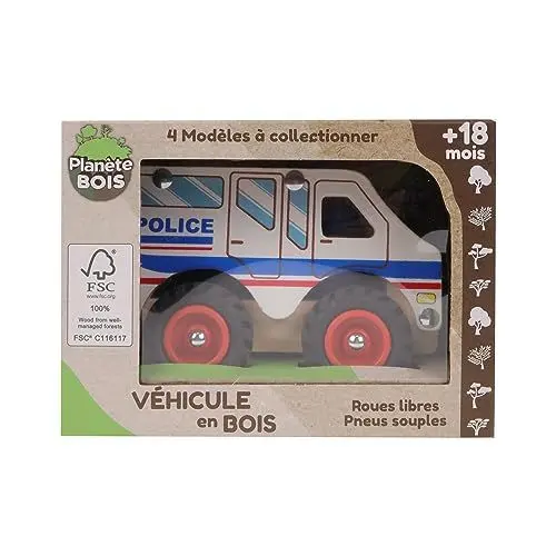 Produktbild: PLANÈTE Bois - Nutzfahrzeug - FSC - 052470-1 Stück - Zufallsmodell - Holz - Kinderspielzeug - Auto - Langlebiges Spielzeug - 12 cm x 8 cm - Ab 18 Monaten