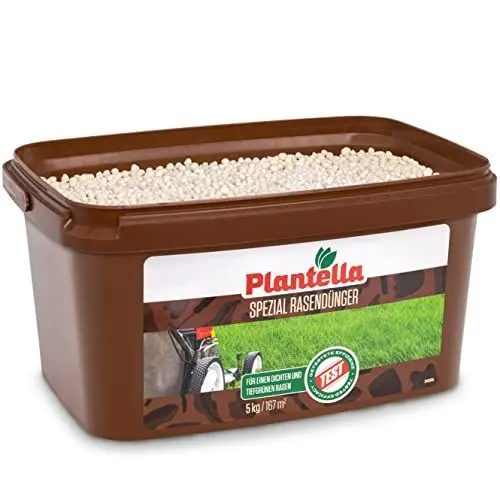 Produktbild: Plantella Spezial Rasendünger mit Langzeitwirkung 5kg feines Granulat für 165m² Fläche - für einen dichten und tiefgrünen Rasen - Stickstoffdünger Frühjahr bis Herbst
