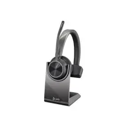 Produktbild: Plantronics Poly – schnurloses Voyager 4310 UC-Headset mit Ladestation (Plantronics) – Ein-Ohr-Headset – USB-A-Bluetooth-Adapter – kompatibel mit Teams, Zoom und mehr, Schwarz