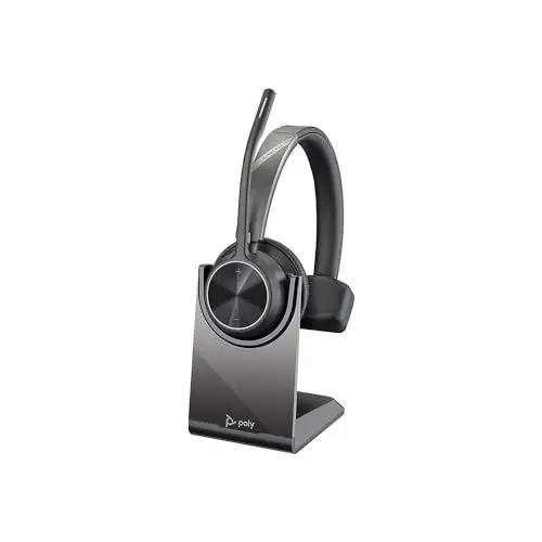Produktbild: Plantronics Poly – schnurloses Voyager 4310 UC-Headset mit Ladestation (Plantronics) – Ein-Ohr-Headset – USB-A-Bluetooth-Adapter – kompatibel mit Teams, Zoom und mehr, Schwarz
