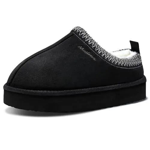 Produktbild: Plateau Hausschuhe Damen Warme Memory Foam Winter Plattform Slippers Schwarz 42