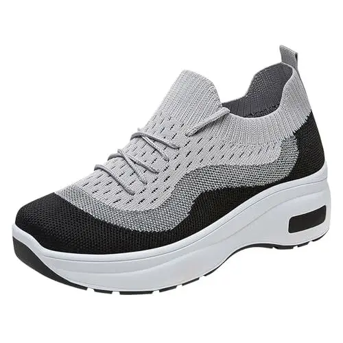 Produktbild: Plateau Pantoletten Damen Schlappen Kinder Atmungsaktive, gewebte Go-Walking-Slip-On-Schaumstoffschuhe für Damen, Freizeitschuhe Damen Sandalen Plateau Damen Badeschuhe Damen 40Mules Damen (Black, 38)