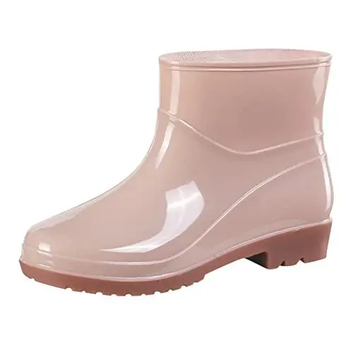 Produktbild: Plateau Stiefel Dame Damen wasserdichter Regenstiefel zum Hineinschlüpfen Gartenstiefel Damen Gummi Außenarbeit mit Komfort On Winterschuhe Damen (Khaki, 38)