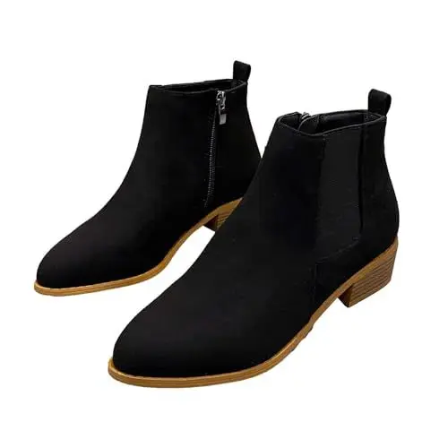 Produktbild: Plateau Stiefel Damen Boots Stiefel Blau Damen, einfarbig, kurze Stiefel, PU, lässig, kurze Stiefel, hinterer Absatz, kurzer Absatz, mittlere Plateau Boots Damen RegenStiefel Rote Boots (Black, 37)