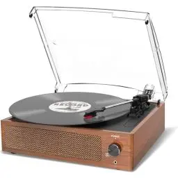 Produktbild: Plattenspieler mit Lautsprecher Schallplattenspieler Wireless LP Phonograph mit Eingebauten Stereo-Lautsprechern 3-Gang-Riemenantrieb Plattenspieler mit Lautsprechern Bluetooth Retro Gelb
